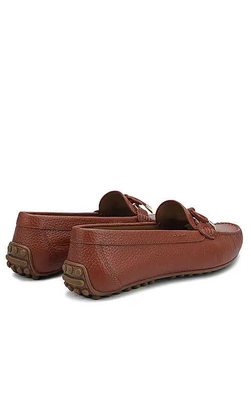 Burgundy Moccasins With Bow Detail