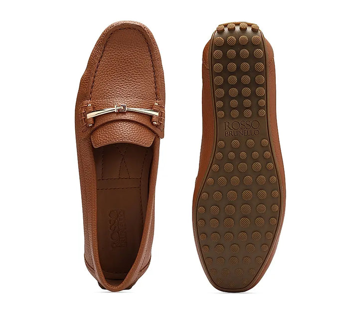 Tan Moccasins With Buckle