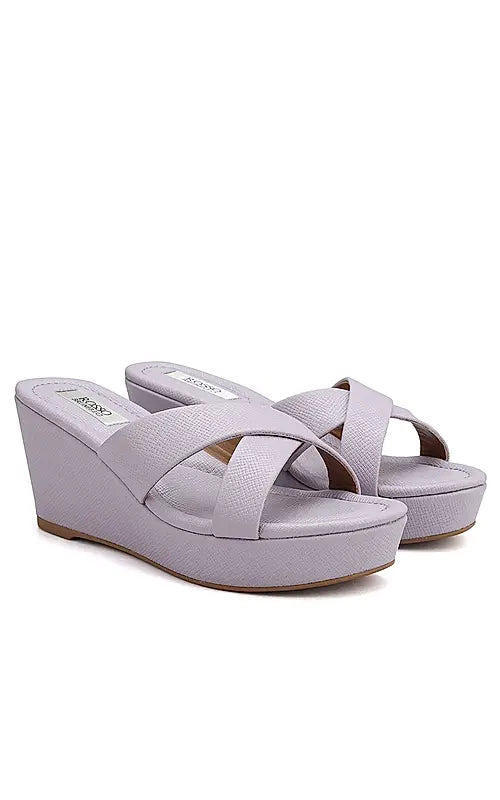 Purple Criss Cross Strap Wedges