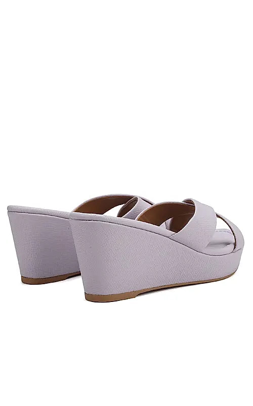 Purple Criss Cross Strap Wedges