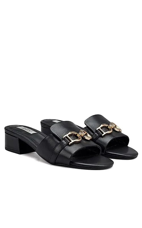 Black Block Heels With Buckle