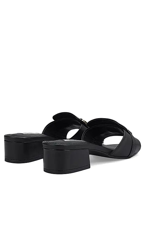 Black Block Heels With Buckle