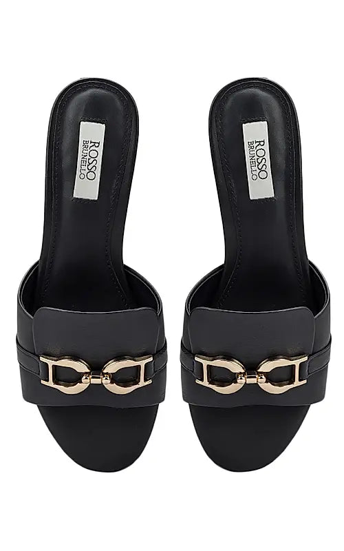 Black Block Heels With Buckle