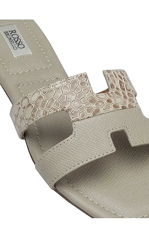 Beige Croco Textured Flats