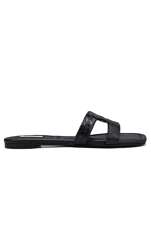 Black Croco Textured Flats