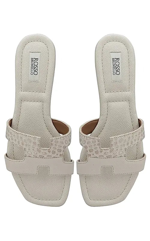 Grey Croco Textured Flats