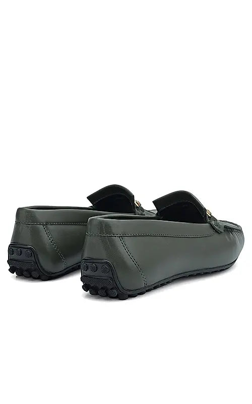 Green Moccasins With Buckle