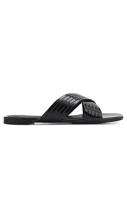 Black Criss Cross Sliders