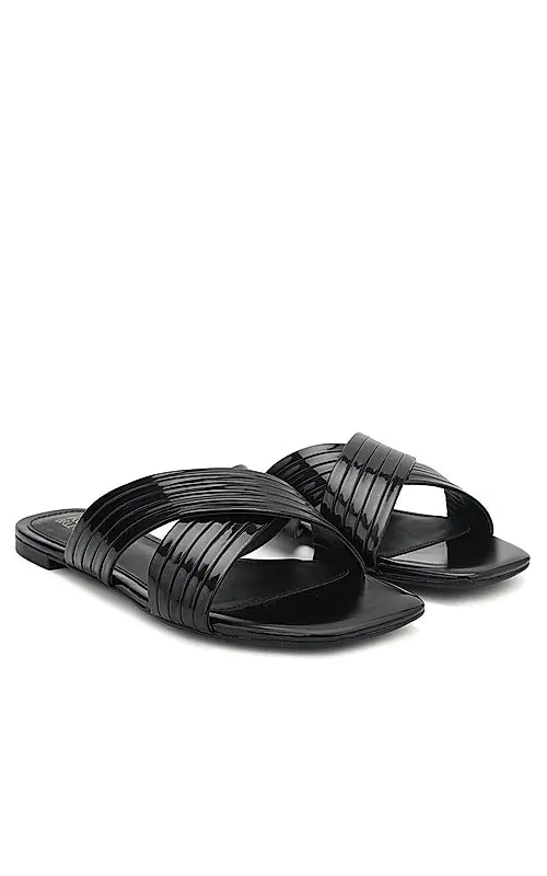 Black Criss Cross Sliders