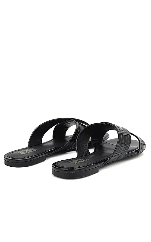 Black Criss Cross Sliders