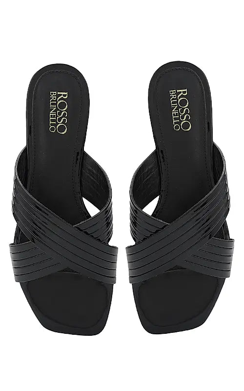 Black Criss Cross Sliders