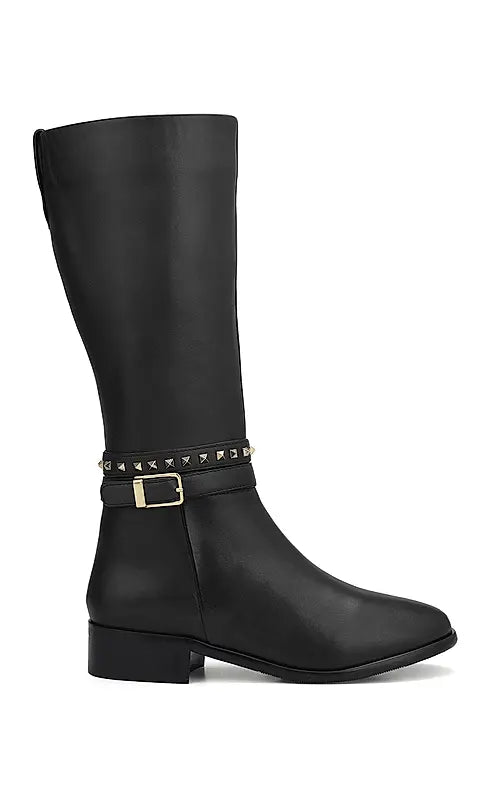Black Studded Leather Boots
