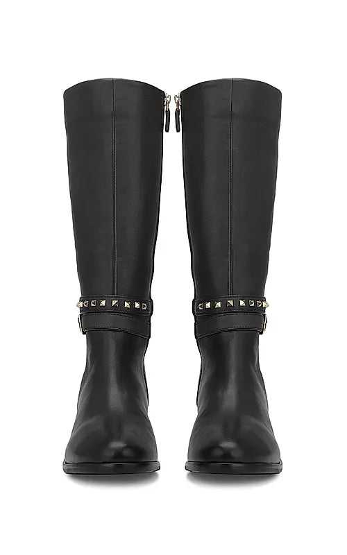 Black Studded Leather Boots