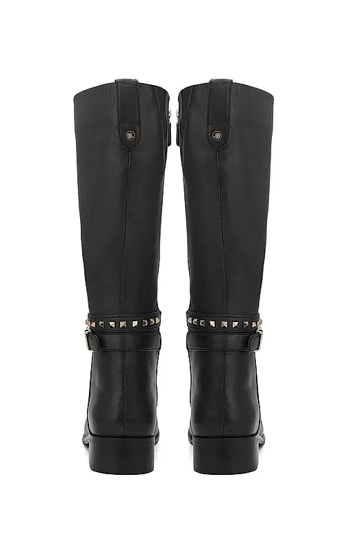 Black Studded Leather Boots