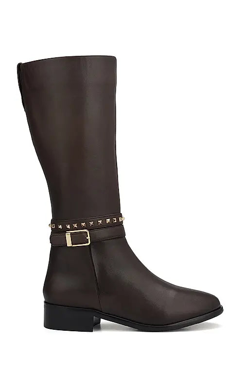 Brown Studded Leather Boots