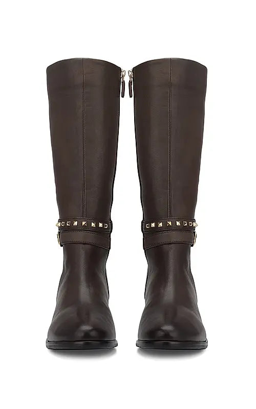 Brown Studded Leather Boots