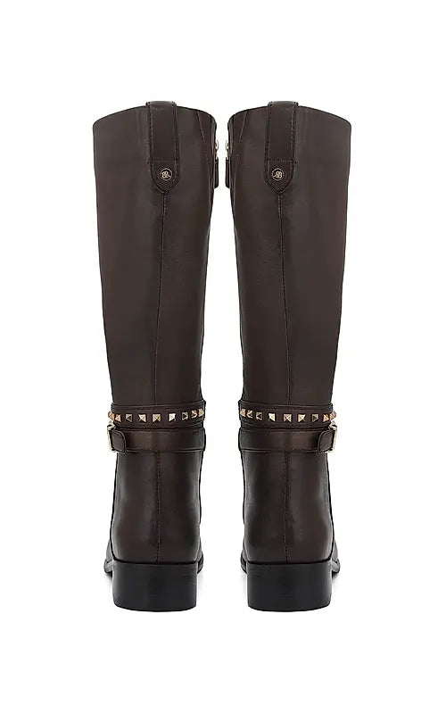 Brown Studded Leather Boots