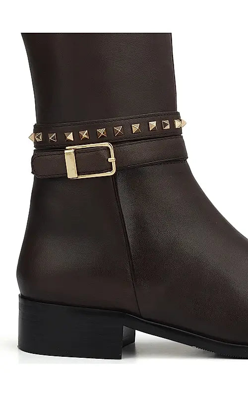 Brown Studded Leather Boots