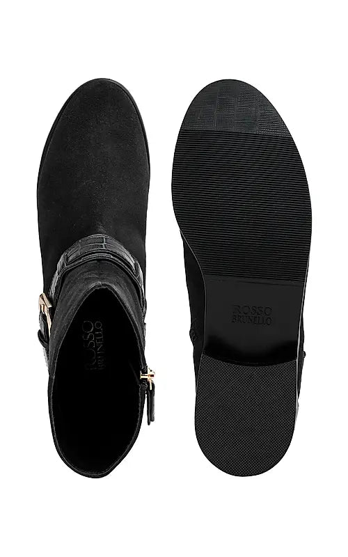 Black Suede Leather Ankle Boots