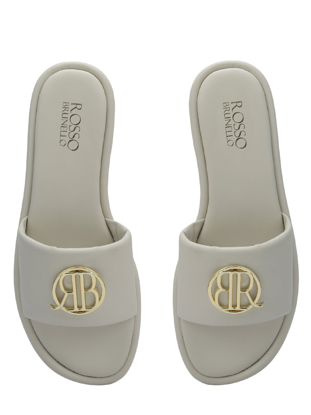 White Sliders With Logo Buckle