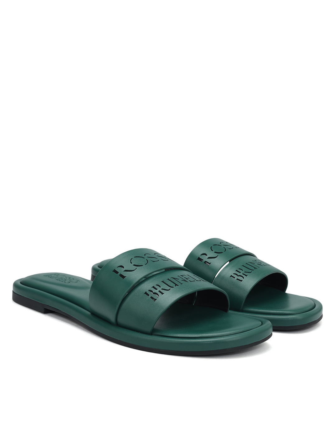 Green Leather Slides