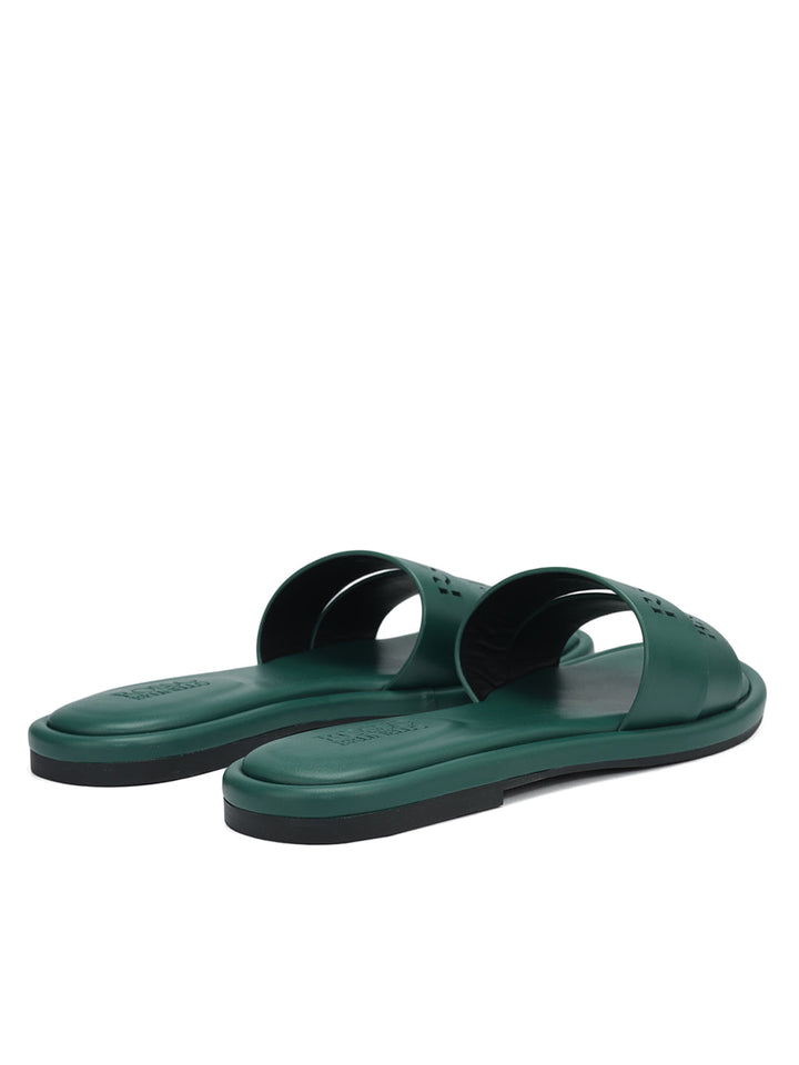 Green Leather Slides