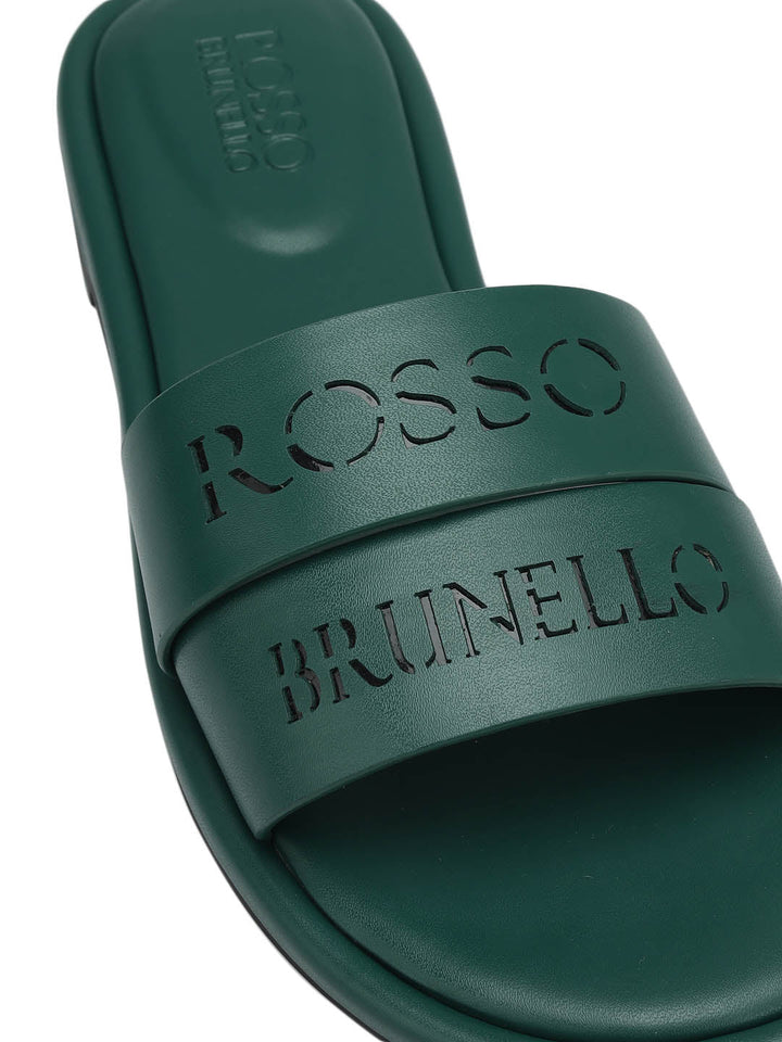 Green Leather Slides