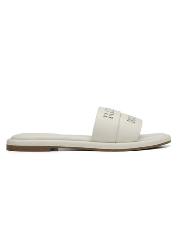 White Leather Slides
