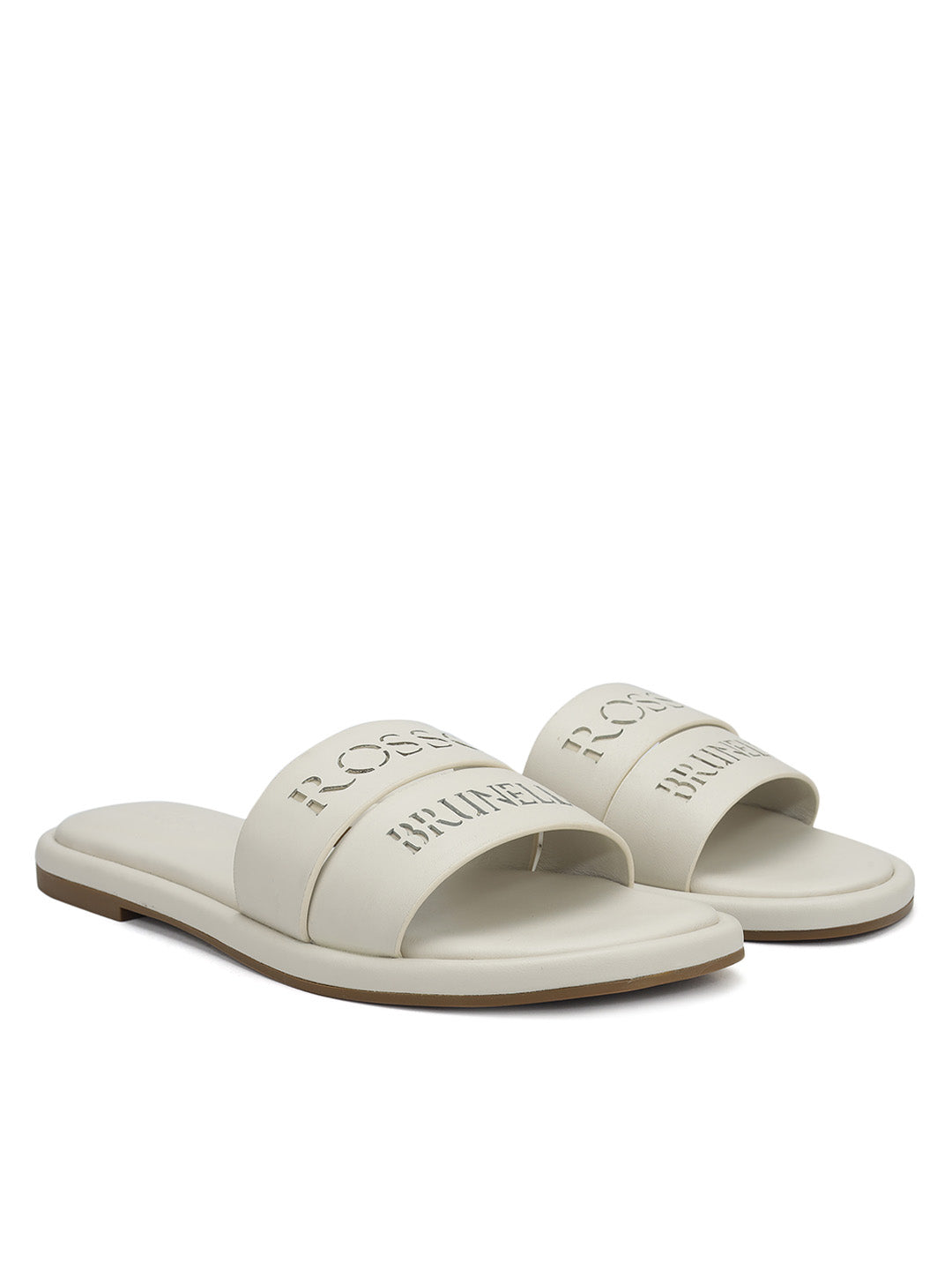 White Leather Slides