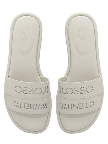 White Leather Slides