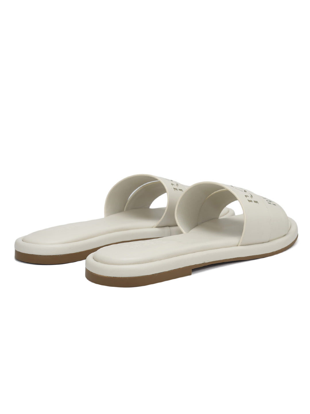 White Leather Slides