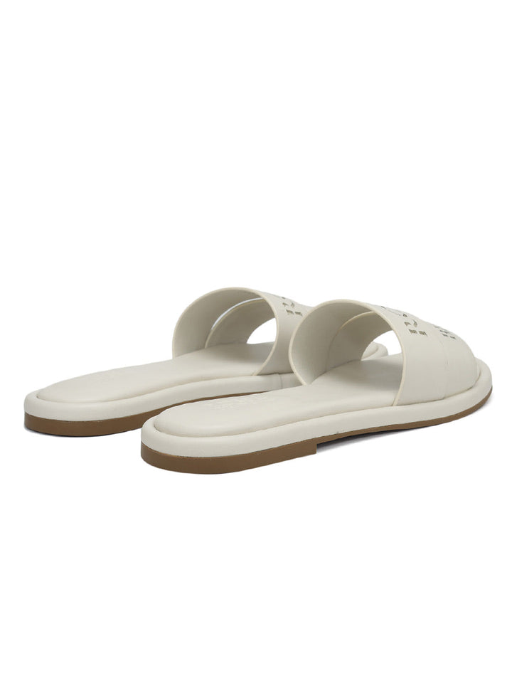 White Leather Slides