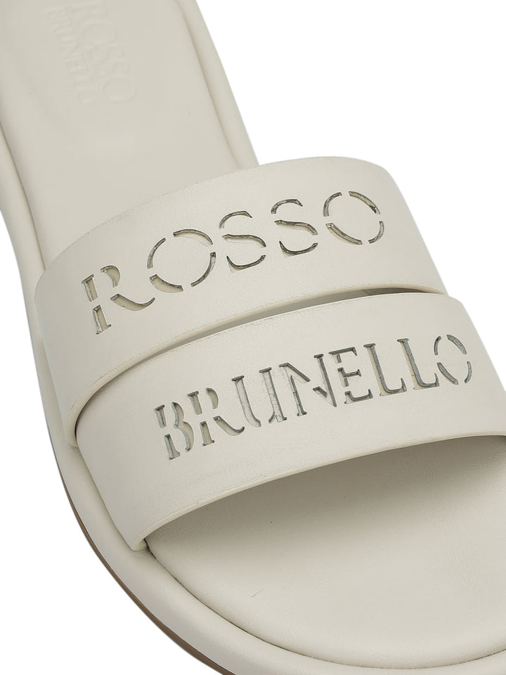 White Leather Slides