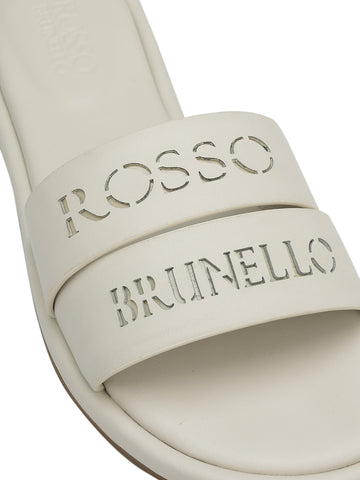 White Leather Slides