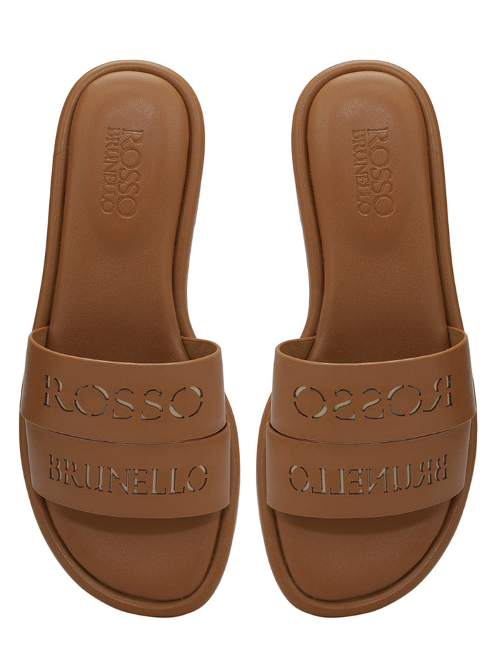 Tan Leather Slides