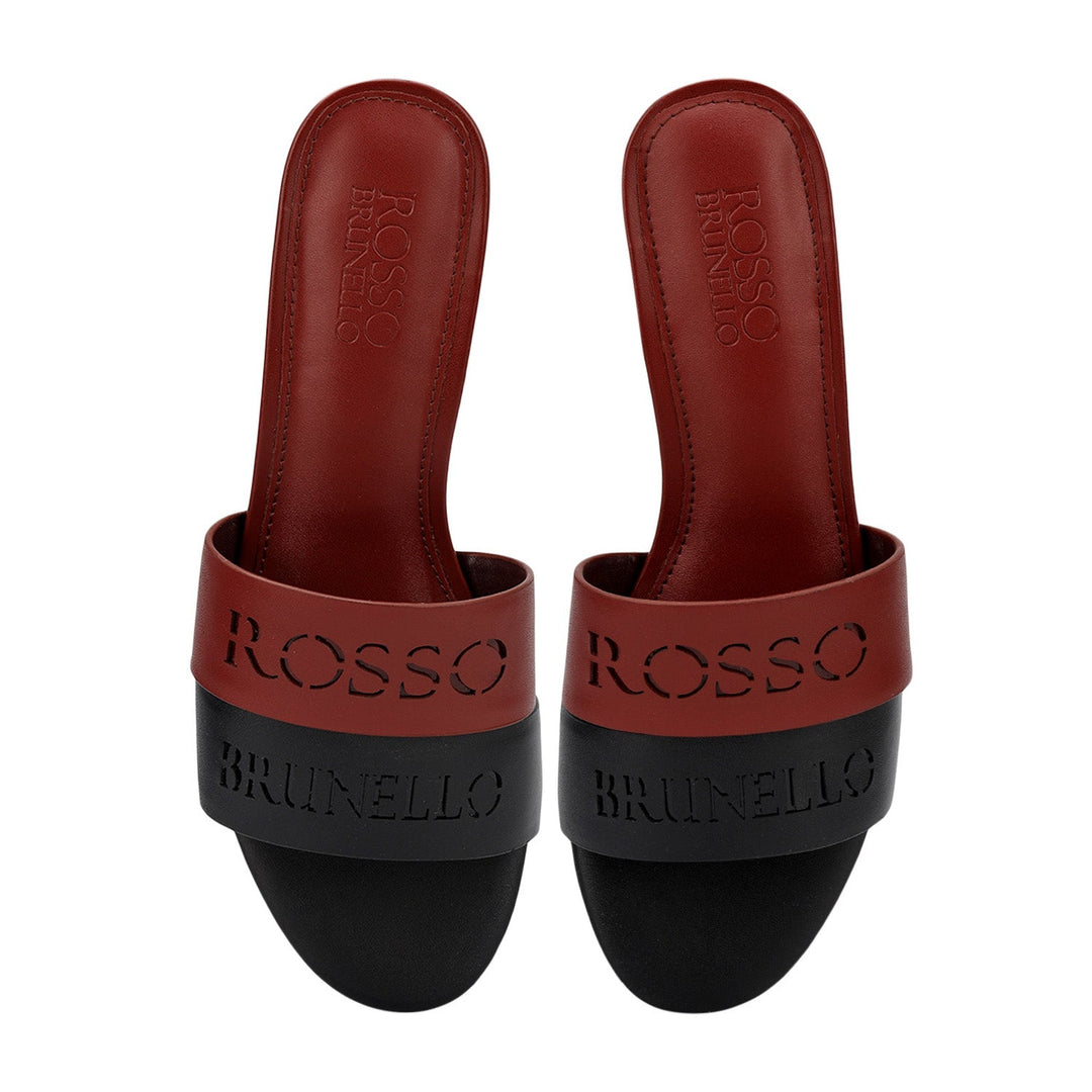 Burgundy & Black Logo Strap Heels