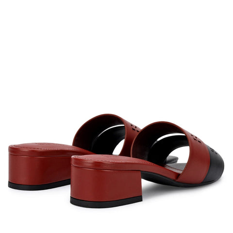 Burgundy & Black Logo Strap Heels