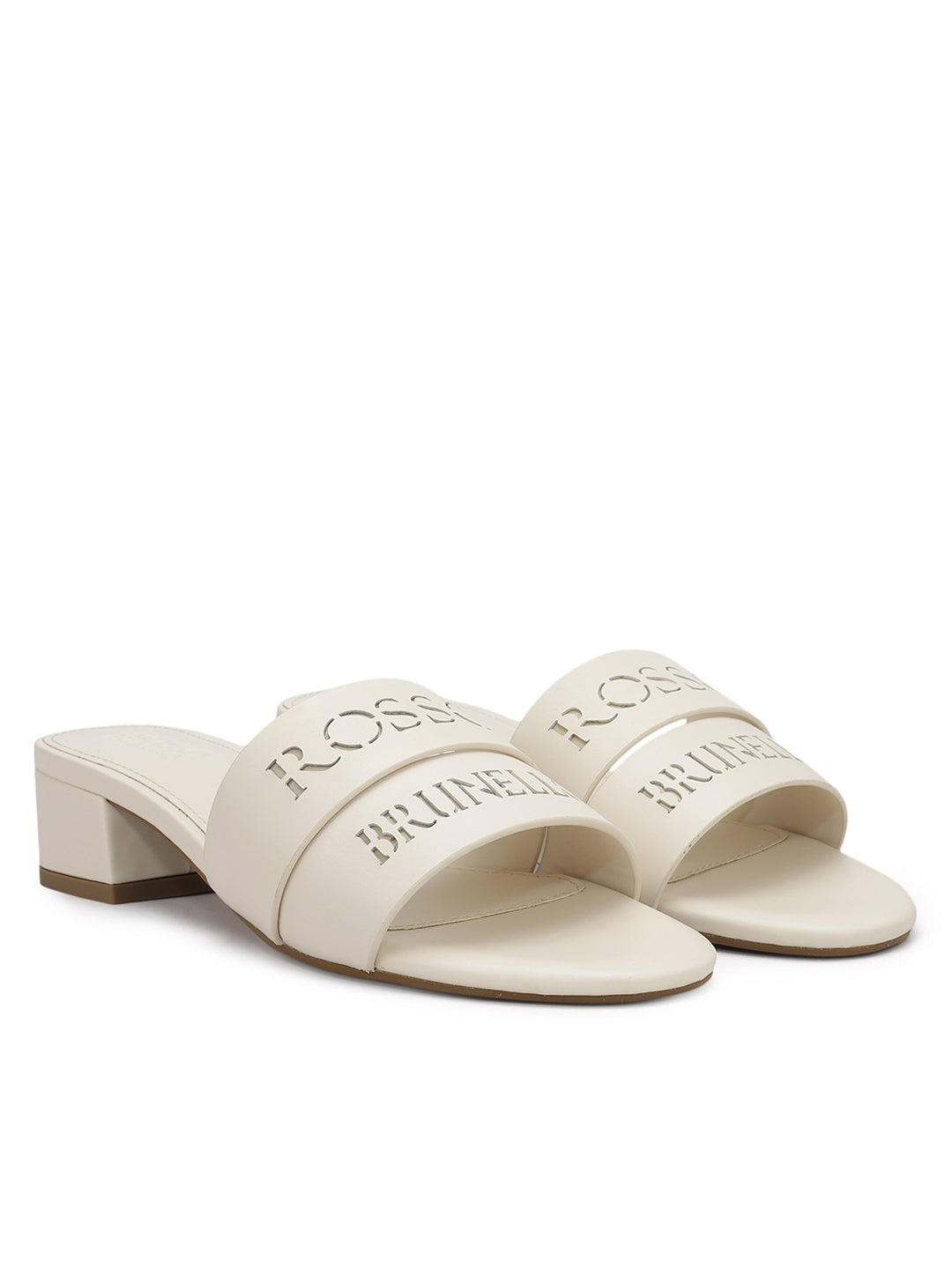 White Plain Leather Block Heels