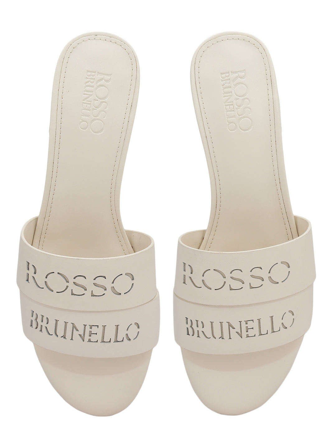 White Plain Leather Block Heels