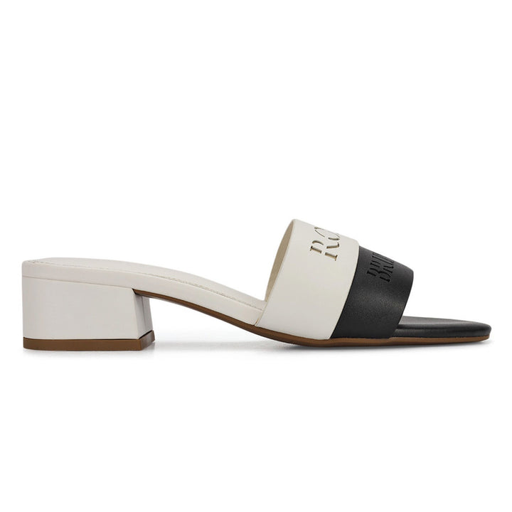 Black & White Monogram Block Heels
