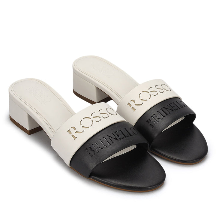Black & White Monogram Block Heels