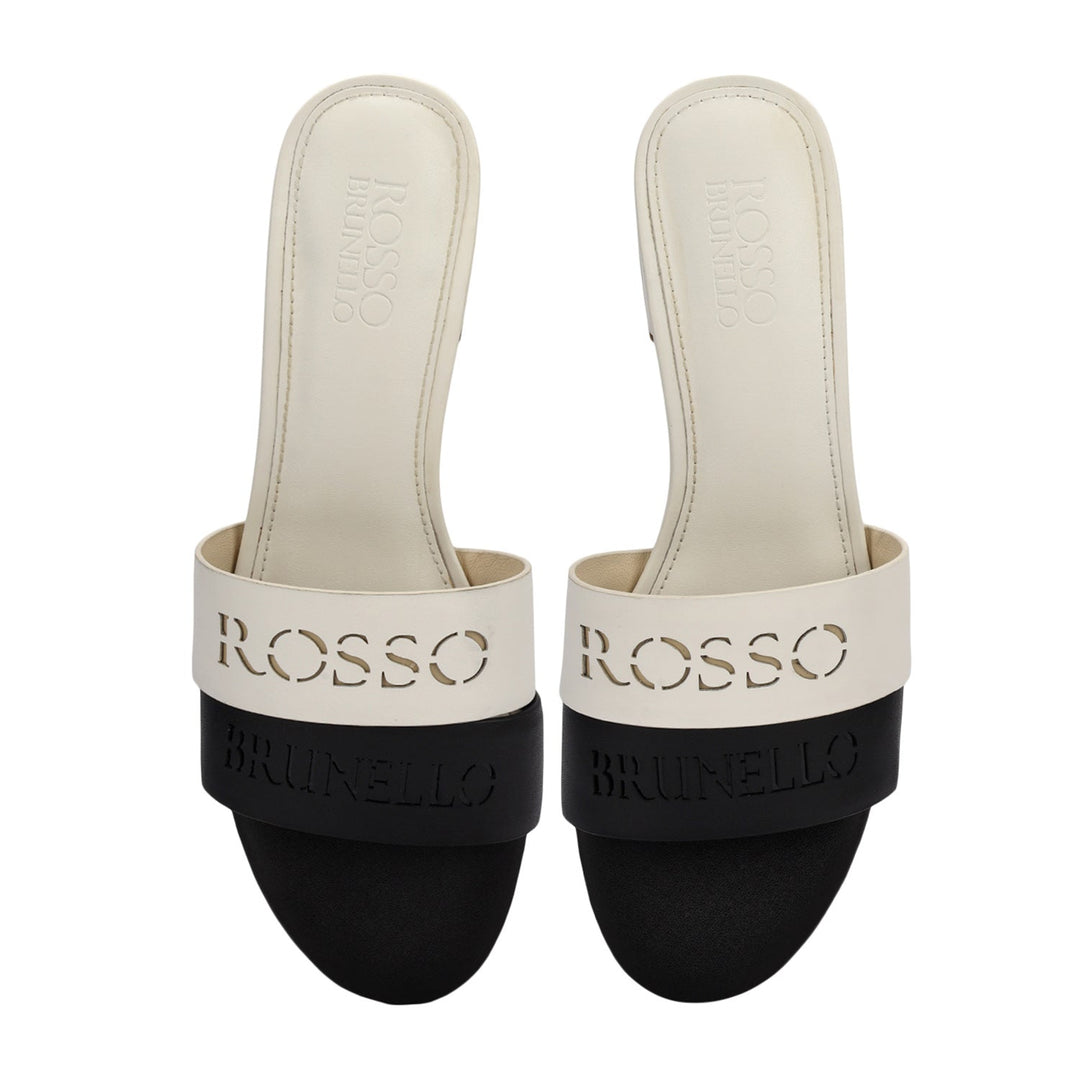 Black & White Monogram Block Heels