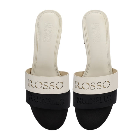 Black & White Monogram Block Heels