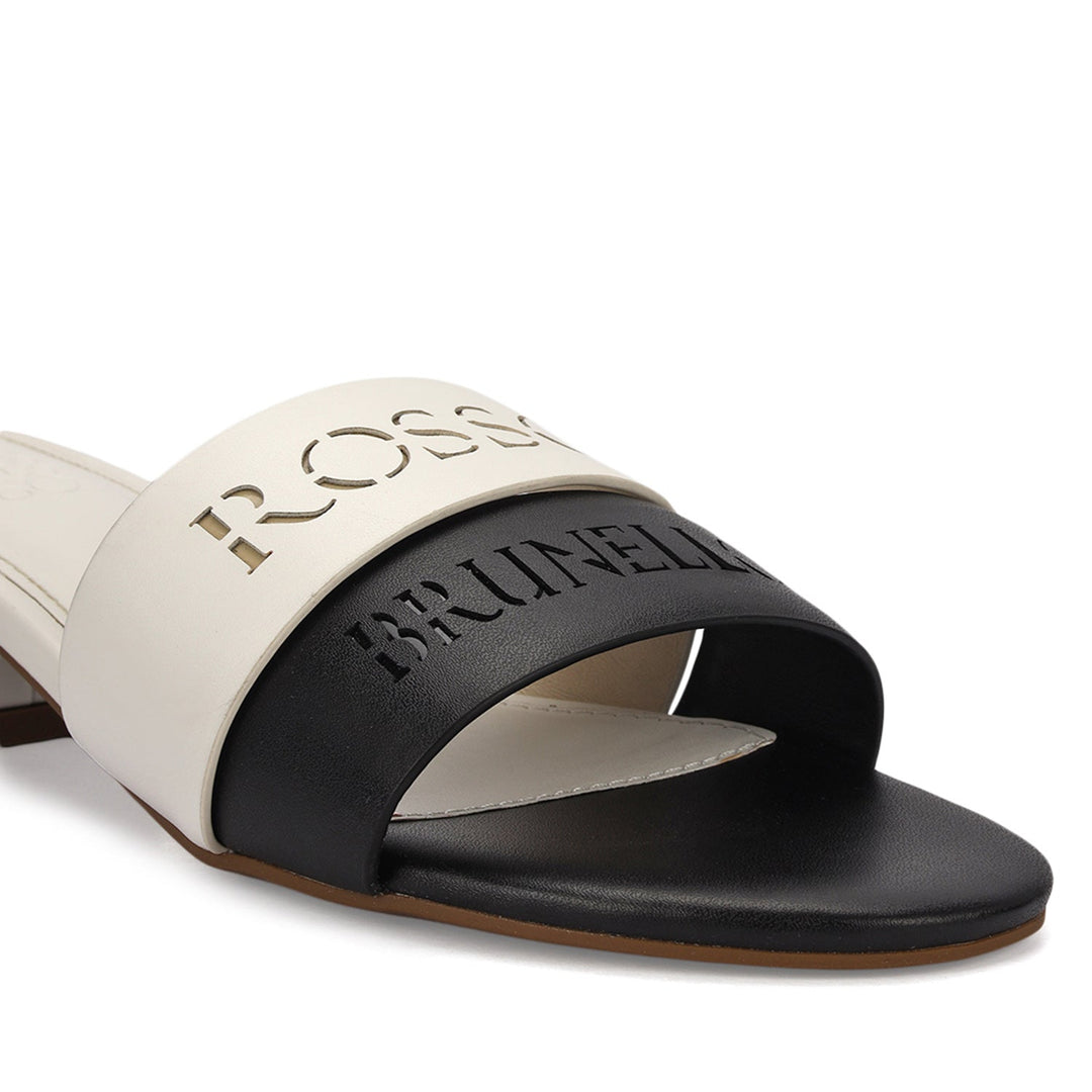 Black & White Monogram Block Heels