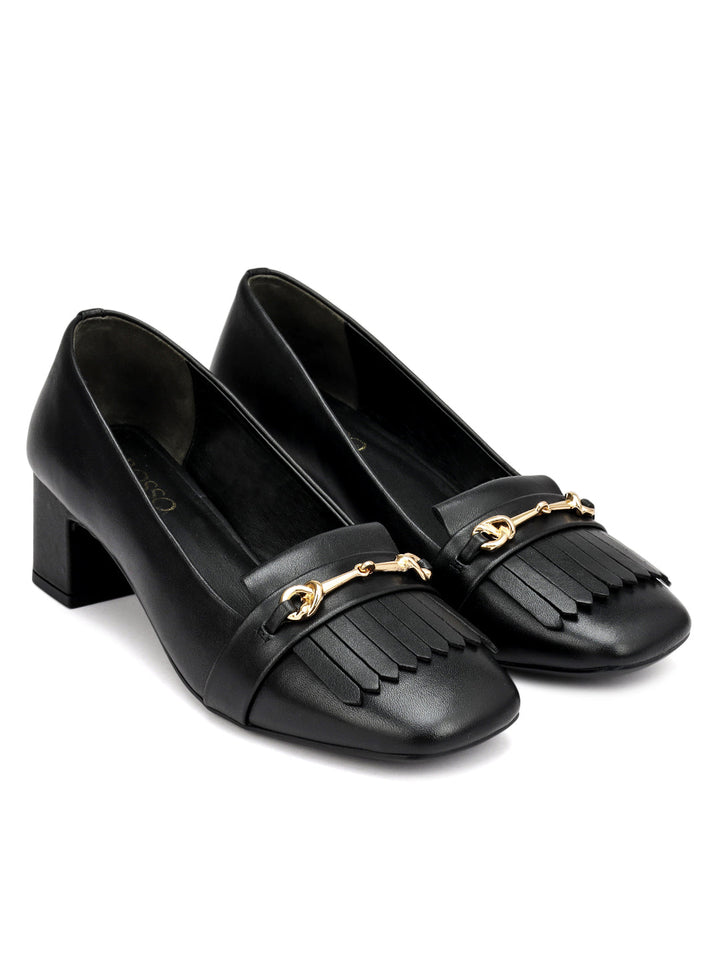 Black Block Heels With Buckle