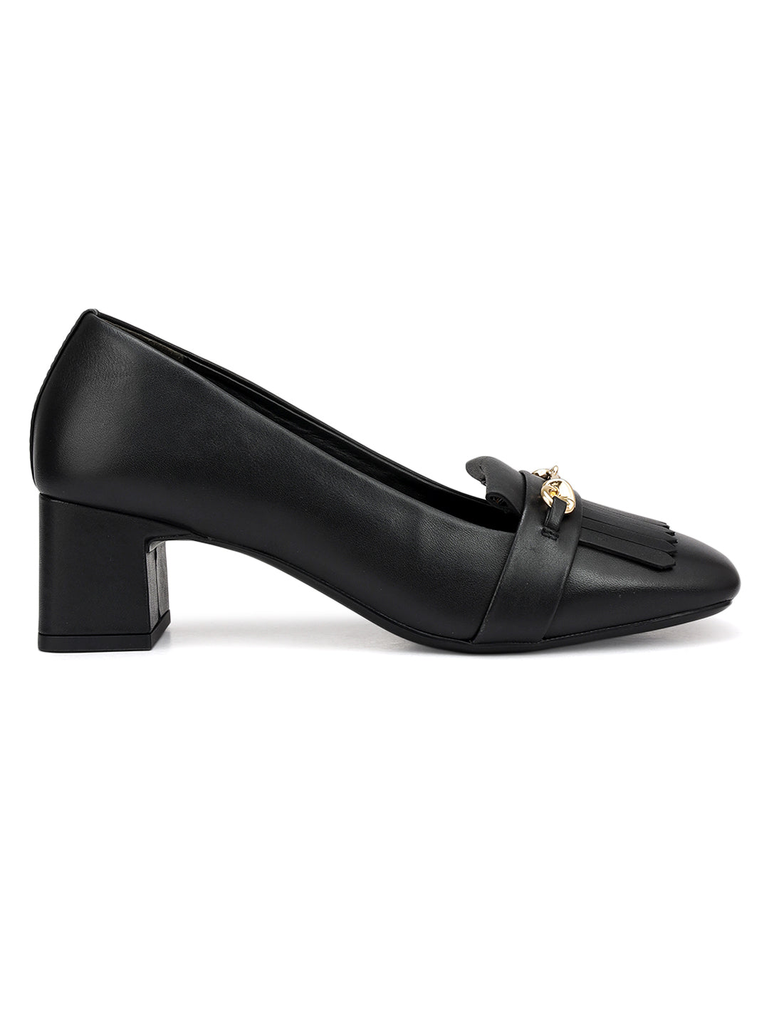 Black Block Heels With Buckle