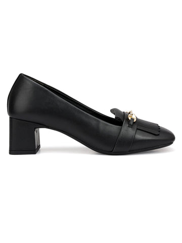 Black Block Heels With Buckle