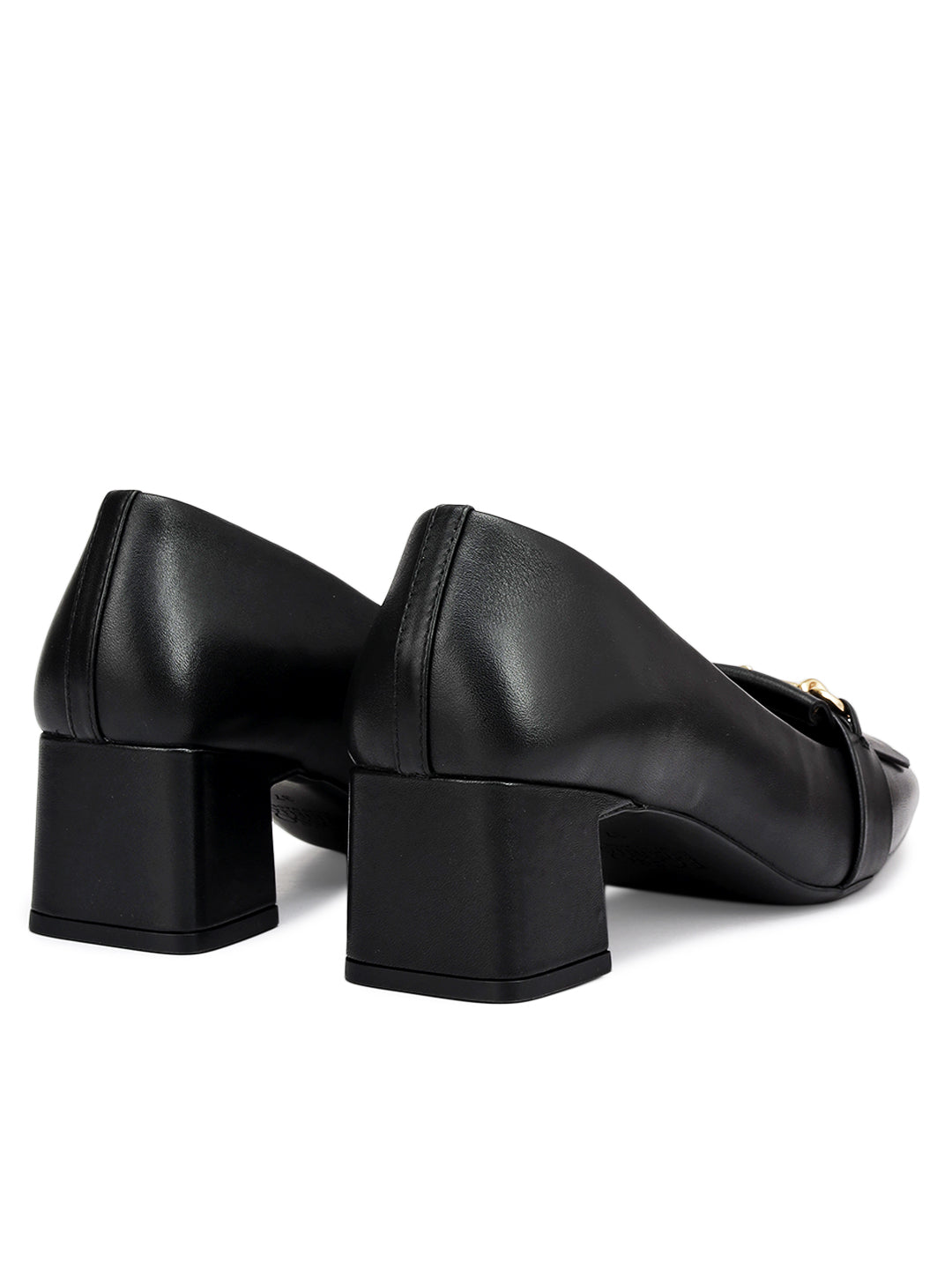 Black Block Heels With Buckle