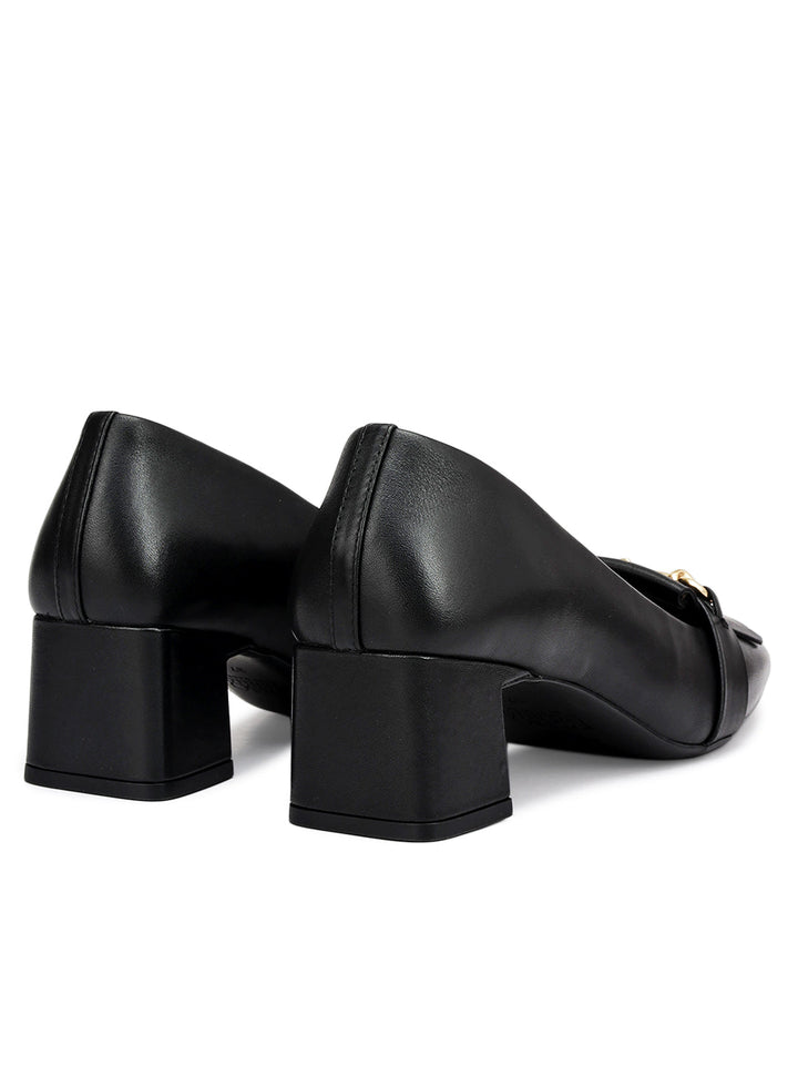 Black Block Heels With Buckle