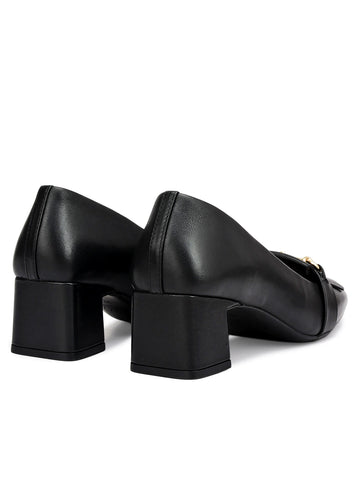 Black Block Heels With Buckle